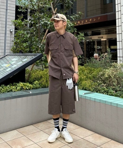 Dickies（ディッキーズ）の「【別注】Dickies / バイカラー ゴルフ ワークシャツ（シャツ/ブラウス・メンズ・ブラック/ブラウン/ネイビー・MEDIUM/LARGE/SMALL/X-LARGE）」の7枚目の写真