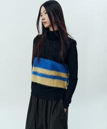 STUDIO TOMBOY（スタジオトムボーイ）の「モヘアストライプニットベスト_ブラック9105452117（ベスト）」