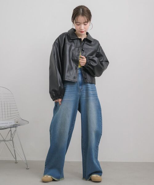 RETRO GIRL(レトロガール)の「Fレザーショートブルゾン(その他アウター・レディース・ブラック・FREE)」の2枚目の写真