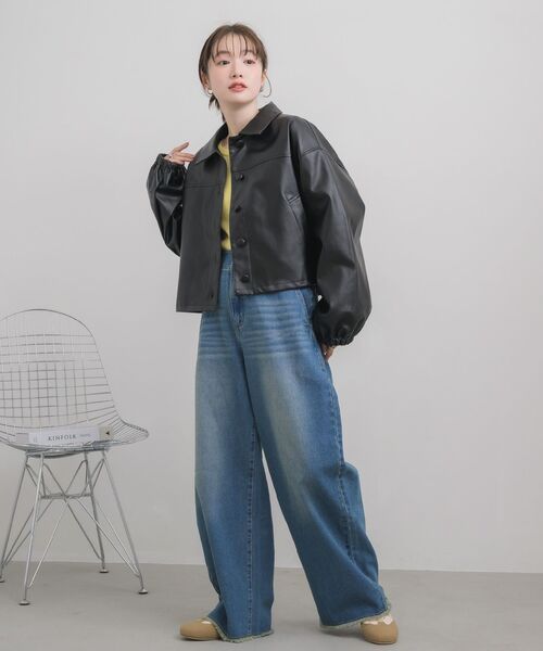 RETRO GIRL(レトロガール)の「Fレザーショートブルゾン(その他アウター・レディース・ブラック・FREE)」の3枚目の写真