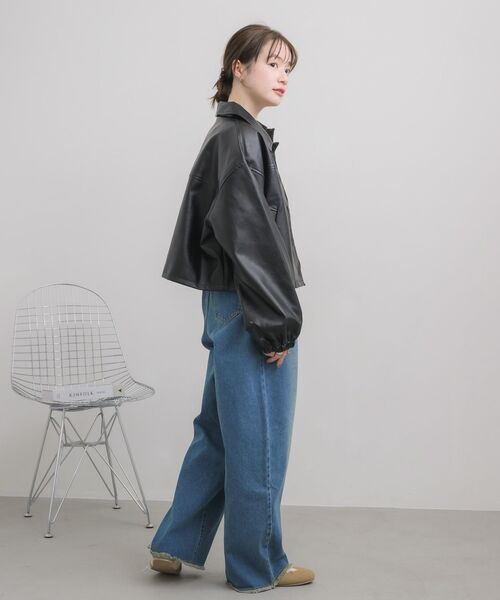 RETRO GIRL(レトロガール)の「Fレザーショートブルゾン(その他アウター・レディース・ブラック・FREE)」の4枚目の写真