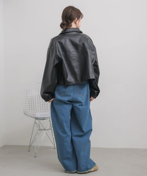 RETRO GIRL(レトロガール)の「Fレザーショートブルゾン(その他アウター・レディース・ブラック・FREE)」の5枚目の写真