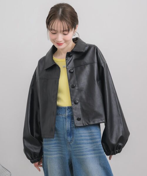 RETRO GIRL(レトロガール)の「Fレザーショートブルゾン(その他アウター・レディース・ブラック・FREE)」の8枚目の写真