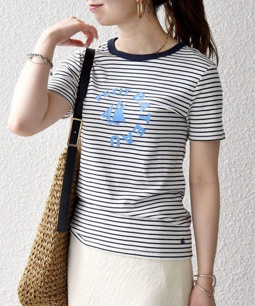 PETIT BATEAU（プチバトー）の「【SHIPS any別注】PETIT BATEAU: ロゴ プリント コンパクト ボーダー TEE 26SS（Tシャツ/カットソー・レディース・ネイビー・ONE SIZE）」の20枚目の写真