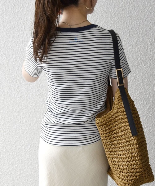 PETIT BATEAU（プチバトー）の「【SHIPS any別注】PETIT BATEAU: ロゴ プリント コンパクト ボーダー TEE 26SS（Tシャツ/カットソー・レディース・ネイビー・ONE SIZE）」の18枚目の写真