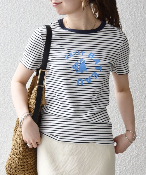 PETIT BATEAU（プチバトー）の「【SHIPS any別注】PETIT BATEAU: ロゴ プリント コンパクト ボーダー TEE 26SS（Tシャツ/カットソー・レディース・ネイビー・ONE SIZE）」の17枚目の写真