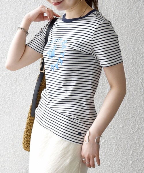 PETIT BATEAU（プチバトー）の「【SHIPS any別注】PETIT BATEAU: ロゴ プリント コンパクト ボーダー TEE 26SS（Tシャツ/カットソー・レディース・ネイビー・ONE SIZE）」の16枚目の写真