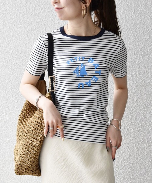PETIT BATEAU（プチバトー）の「【SHIPS any別注】PETIT BATEAU: ロゴ プリント コンパクト ボーダー TEE 26SS（Tシャツ/カットソー・レディース・ネイビー・ONE SIZE）」の15枚目の写真