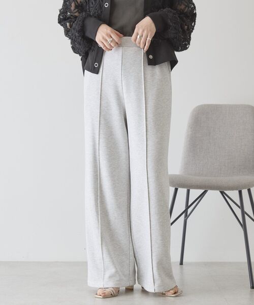AMERICAN HOLIC（アメリカンホリック）の「センタータックワイドスウェットパンツ（スウェットパンツ・レディース・グレー系その他/ダークネイビー/ブラウン・L/M）」の2枚目の写真