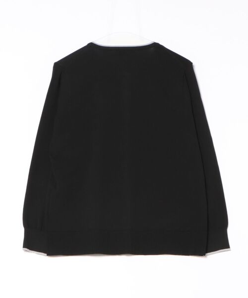 m.f.editorial（エムエフエディトリアル）の「＊【ストレッチ ハンドウォッシャブル】m.f.エディトリアル レディース 配色 クルーニットカーディガン（カーディガン/ボレロ・レディース・ブラック/ライトグレー/ネイビー・MEDIUM/LARGE）」の4枚目の写真