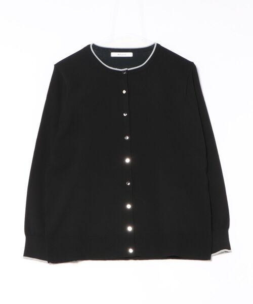 m.f.editorial（エムエフエディトリアル）の「＊【ストレッチ ハンドウォッシャブル】m.f.エディトリアル レディース 配色 クルーニットカーディガン（カーディガン/ボレロ・レディース・ブラック/ライトグレー/ネイビー・MEDIUM/LARGE）」の9枚目の写真