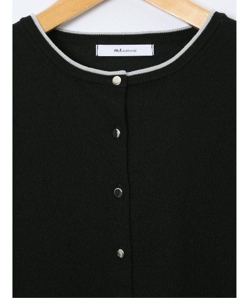 m.f.editorial（エムエフエディトリアル）の「＊【ストレッチ ハンドウォッシャブル】m.f.エディトリアル レディース 配色 クルーニットカーディガン（カーディガン/ボレロ・レディース・ブラック/ライトグレー/ネイビー・MEDIUM/LARGE）」の6枚目の写真