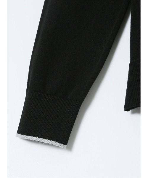 m.f.editorial（エムエフエディトリアル）の「＊【ストレッチ ハンドウォッシャブル】m.f.エディトリアル レディース 配色 クルーニットカーディガン（カーディガン/ボレロ・レディース・ブラック/ライトグレー/ネイビー・MEDIUM/LARGE）」の7枚目の写真