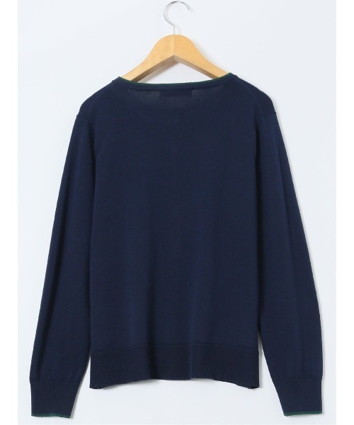 m.f.editorial（エムエフエディトリアル）の「＊【ストレッチ ハンドウォッシャブル】m.f.エディトリアル レディース 配色 クルーニットカーディガン（カーディガン/ボレロ・レディース・ブラック/ライトグレー/ネイビー・MEDIUM/LARGE）」の15枚目の写真