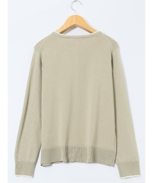 m.f.editorial（エムエフエディトリアル）の「＊【ストレッチ ハンドウォッシャブル】m.f.エディトリアル レディース 配色 クルーニットカーディガン（カーディガン/ボレロ・レディース・ブラック/ライトグレー/ネイビー・MEDIUM/LARGE）」の10枚目の写真