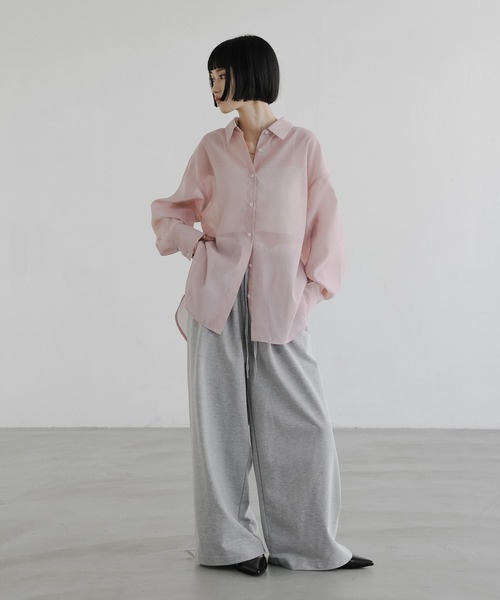 LOWRYS FARM(ローリーズファーム)の「シアーシャツLS 605853(シャツ/ブラウス・レディース・ブラウン/アイボリー/チェック/ピンク・SHORT/LONG)」の17枚目の写真