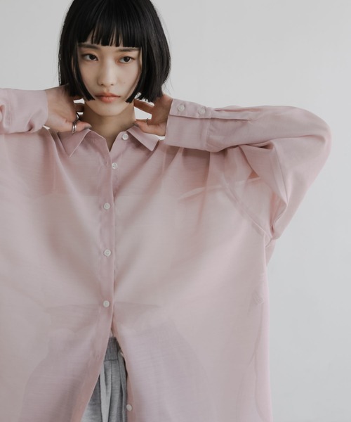 LOWRYS FARM(ローリーズファーム)の「シアーシャツLS 605853(シャツ/ブラウス・レディース・ブラウン/アイボリー/チェック/ピンク・SHORT/LONG)」の21枚目の写真