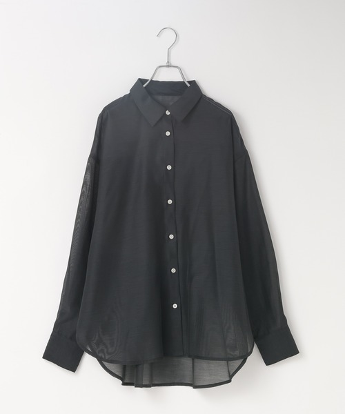 LOWRYS FARM(ローリーズファーム)の「シアーシャツLS 605853(シャツ/ブラウス・レディース・ブラウン/アイボリー/チェック/ピンク/ブルー/イエロー/チャコールグレー・SHORT/LONG)」の10枚目の写真