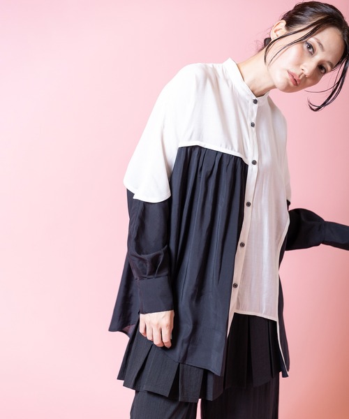 OSMOSIS（オズモーシス）の「バイカラードルマンブラウス（シャツ/ブラウス・レディース・ピンク/ライトグリーン/ブラック・ONE SIZE）」の8枚目の写真