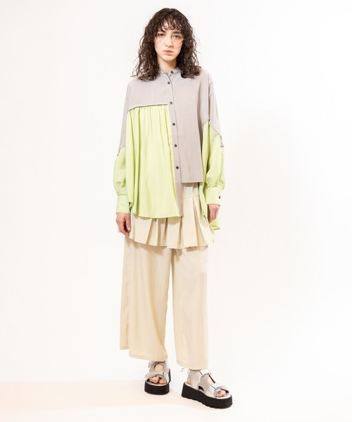 OSMOSIS（オズモーシス）の「バイカラードルマンブラウス（シャツ/ブラウス・レディース・ピンク/ライトグリーン/ブラック・ONE SIZE）」の10枚目の写真