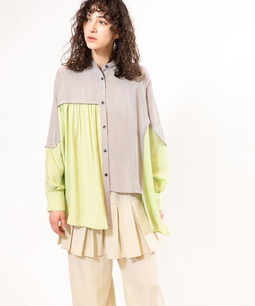 OSMOSIS（オズモーシス）の「バイカラードルマンブラウス（シャツ/ブラウス・レディース・ピンク/ライトグリーン/ブラック・ONE SIZE）」の14枚目の写真