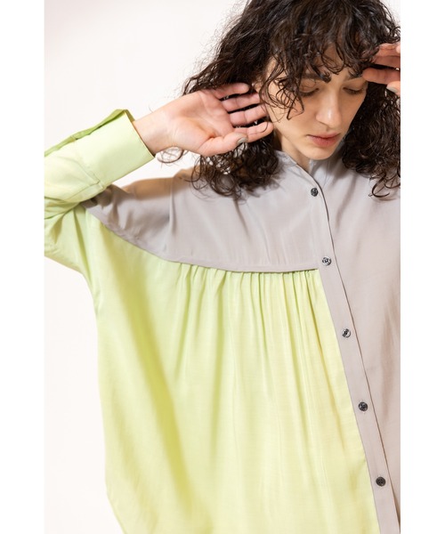 OSMOSIS（オズモーシス）の「バイカラードルマンブラウス（シャツ/ブラウス・レディース・ピンク/ライトグリーン/ブラック・ONE SIZE）」の17枚目の写真