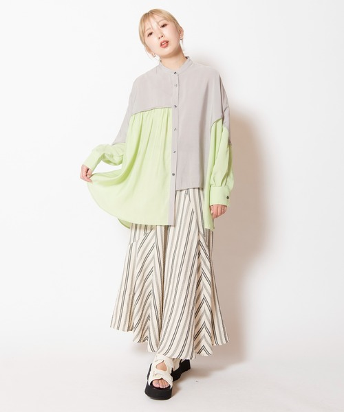 OSMOSIS（オズモーシス）の「バイカラードルマンブラウス（シャツ/ブラウス・レディース・ピンク/ライトグリーン/ブラック・ONE SIZE）」の18枚目の写真