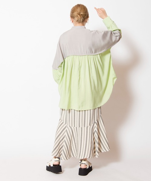 OSMOSIS（オズモーシス）の「バイカラードルマンブラウス（シャツ/ブラウス・レディース・ピンク/ライトグリーン/ブラック・ONE SIZE）」の19枚目の写真