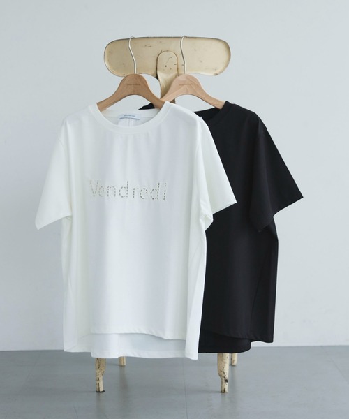 Doux archives(ドゥアルシーヴ)の「カットワーク刺繍Tee(Tシャツ/カットソー・レディース・ラベンダー/ブラック/オフホワイト・FREE)」の2枚目の写真