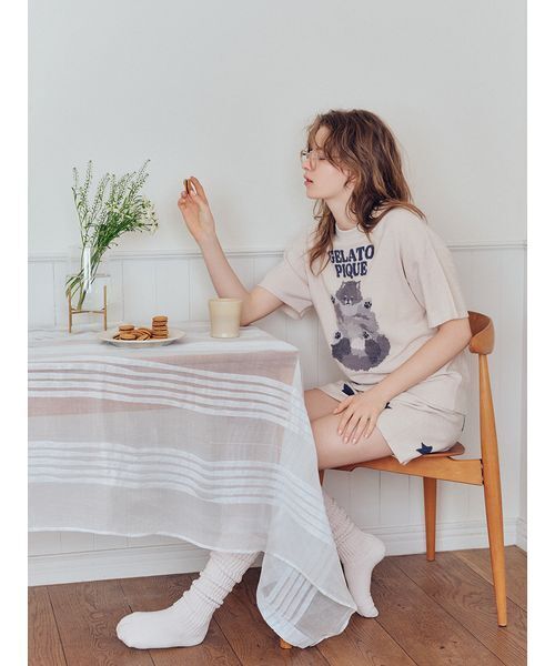 gelato pique(ジェラートピケ)の「【ONLINE限定】ドッグジャガードプルオーバー&ショートパンツセット(ルームウェア/パジャマ・レディース・ピンク/ベージュ/ライトピンク/ブルー/クリーム・F)」の11枚目の写真