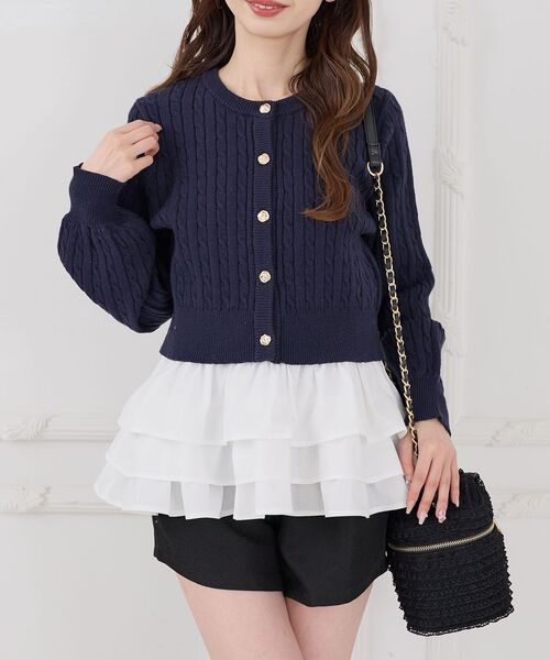 MAJESTIC LEGON（マジェスティックレゴン）の「カップ付き裾ペプラムキャミソール（キャミソール・レディース・アイボリー/ブラック系その他/ホワイト系その他2・MEDIUM）」の11枚目の写真