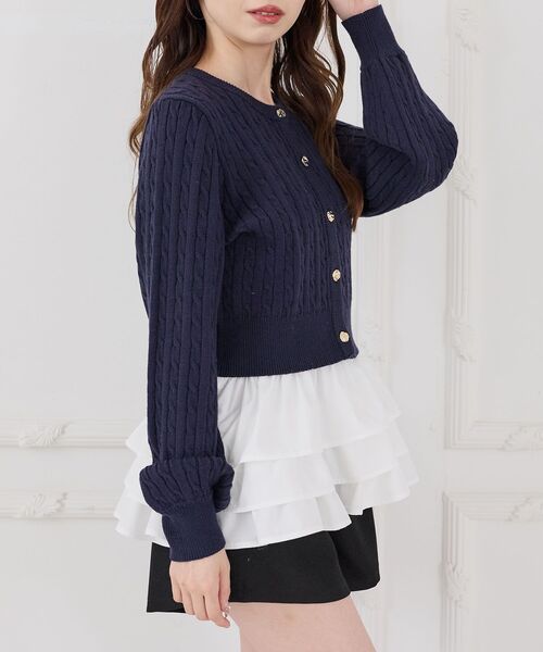 MAJESTIC LEGON（マジェスティックレゴン）の「カップ付き裾ペプラムキャミソール（キャミソール・レディース・アイボリー/ブラック系その他/ホワイト系その他2・MEDIUM）」の10枚目の写真