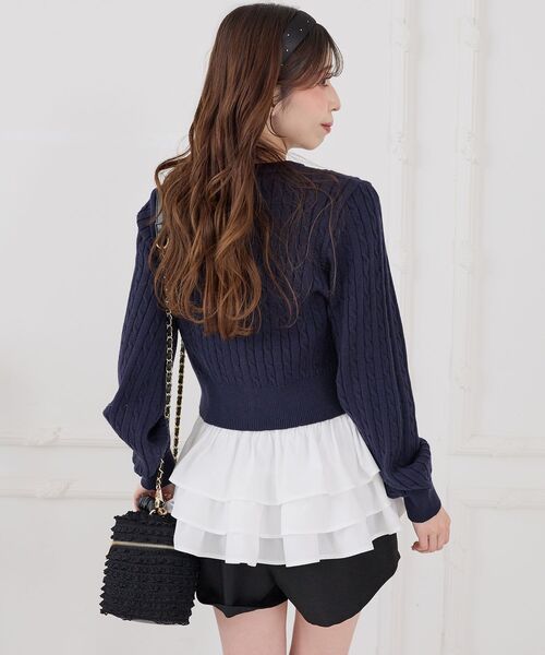 MAJESTIC LEGON（マジェスティックレゴン）の「カップ付き裾ペプラムキャミソール（キャミソール・レディース・アイボリー/ブラック系その他/ホワイト系その他2・MEDIUM）」の9枚目の写真