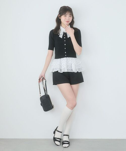 MAJESTIC LEGON（マジェスティックレゴン）の「カップ付き裾ペプラムキャミソール（キャミソール・レディース・アイボリー/ブラック系その他/ホワイト系その他2・MEDIUM）」の8枚目の写真