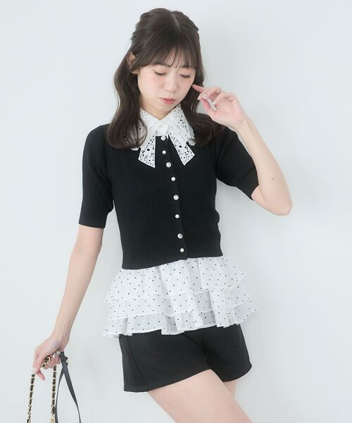 MAJESTIC LEGON（マジェスティックレゴン）の「カップ付き裾ペプラムキャミソール（キャミソール・レディース・アイボリー/ブラック系その他/ホワイト系その他2・MEDIUM）」の6枚目の写真