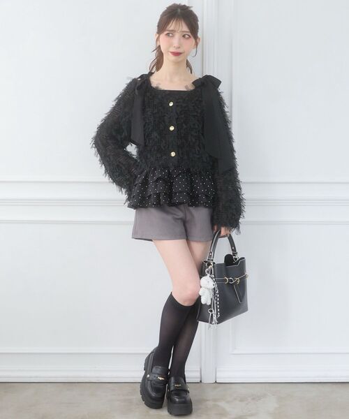 MAJESTIC LEGON(マジェスティックレゴン)の「カップ付き裾ペプラムキャミソール(キャミソール・レディース・アイボリー/ブラック系その他/ホワイト系その他2・MEDIUM)」の15枚目の写真