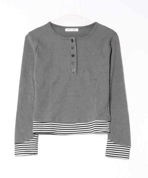 CERCA(チェルカ)の「HALEY PESCA/ストライプパッチワーク レイヤードカットソー(Tシャツ/カットソー・レディース・ホワイト/グレー・SMALL)」の19枚目の写真