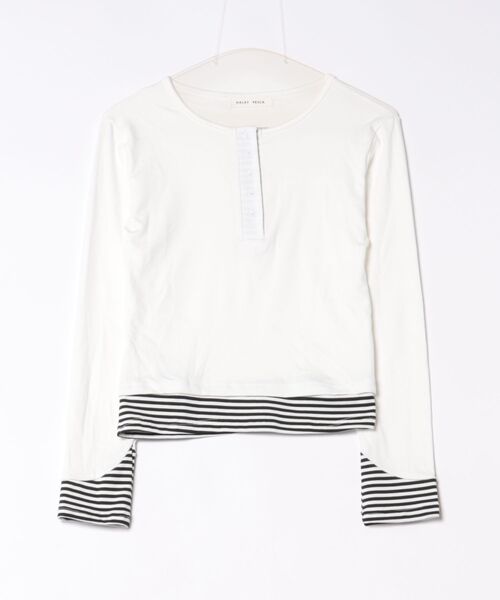 CERCA(チェルカ)の「HALEY PESCA/ストライプパッチワーク レイヤードカットソー(Tシャツ/カットソー・レディース・ホワイト/グレー・SMALL)」の20枚目の写真
