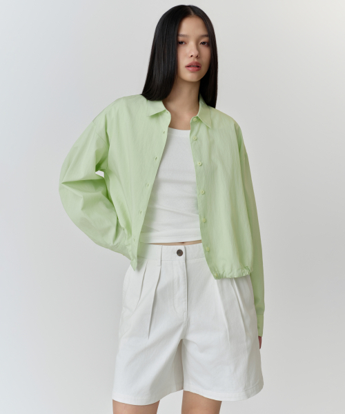MUSINSA STANDARD WOMAN（ムシンサスタンダードウーマン）の「ウィメンズ RN ボリューム ストリング シャツジャケット [ライトグリーン]（シャツ/ブラウス・レディース・その他・X-SMALL/SMALL/MEDIUM/LARGE）」の3枚目の写真