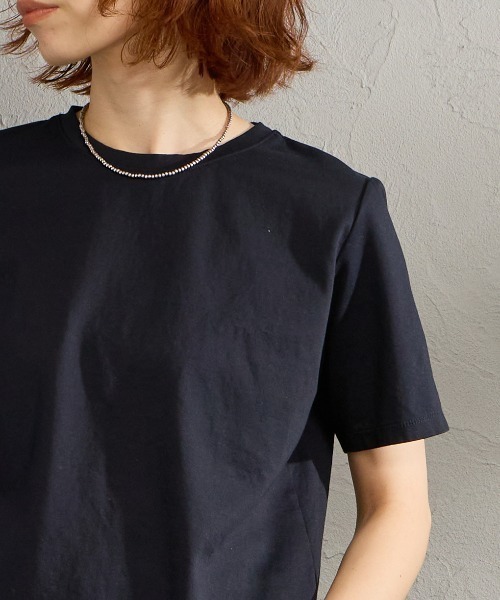 MICA&DEAL（マイカ＆ディール）の「[MICA&DEAL/マイカアンドディール] ワンポイントロゴ刺繍Tシャツ（Tシャツ/カットソー・レディース・ネイビー/ブラウン/ホワイト・F）」の10枚目の写真