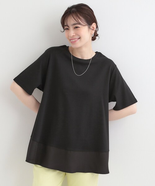 SHOO・LA・RUE（シューラルー）の「【接触冷感/UVカット/抗菌防臭】体型カバーも叶う　裾切り替えAライントップス（Tシャツ/カットソー・レディース・ベージュ系その他7/チャコール/サックスブルー/ブラック・03/02/04）」の12枚目の写真