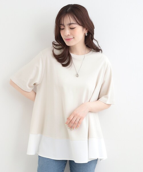 SHOO・LA・RUE（シューラルー）の「【接触冷感/UVカット/抗菌防臭】体型カバーも叶う　裾切り替えAライントップス（Tシャツ/カットソー・レディース・ベージュ系その他7/チャコール/サックスブルー/ブラック・03/02/04）」の22枚目の写真