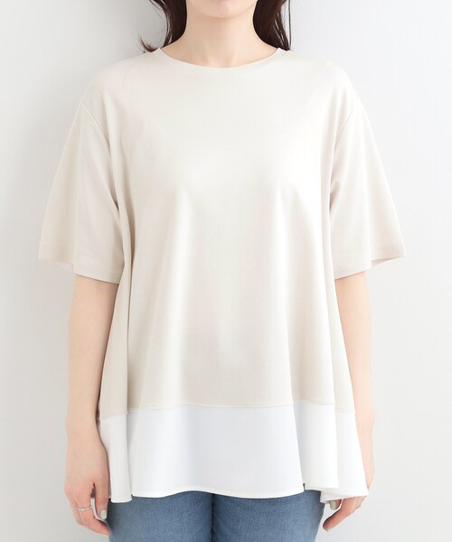 SHOO・LA・RUE（シューラルー）の「【接触冷感/UVカット/抗菌防臭】体型カバーも叶う　裾切り替えAライントップス（Tシャツ/カットソー・レディース・ベージュ系その他7/チャコール/サックスブルー/ブラック・03/02/04）」の18枚目の写真