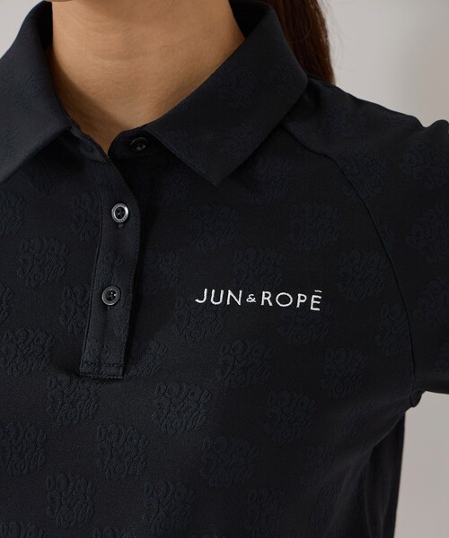 JUN&ROPE'（ジュンアンドロペ）の「ジャガードタックスリーブ半袖ポロ/UV・吸水（ポロシャツ・レディース・イエロー/ホワイト/ターコイズブルー/ブラック・M/L/S）」の22枚目の写真