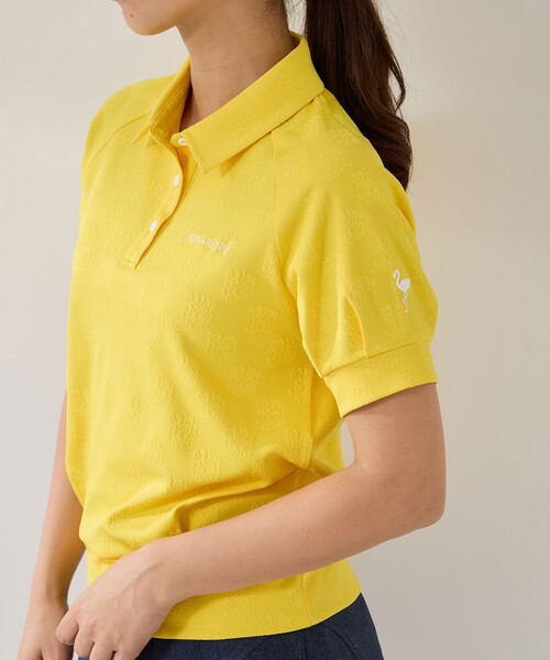 JUN&ROPE'（ジュンアンドロペ）の「ジャガードタックスリーブ半袖ポロ/UV・吸水（ポロシャツ・レディース・イエロー・M/L）」の2枚目の写真