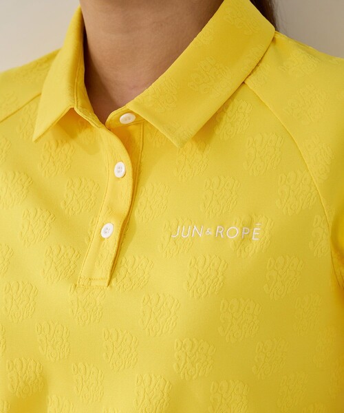 JUN&ROPE'（ジュンアンドロペ）の「ジャガードタックスリーブ半袖ポロ/UV・吸水（ポロシャツ・レディース・イエロー・M/L）」の3枚目の写真