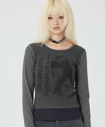 runningHIGH（ランニングハイ）の「A'GEM/9 × .kom 『runningHIGH/ランニングハイ』 WATCH YOUR TONE L/S TEE/ガールズデザイン長袖Tシャツ（Tシャツ/カットソー）」