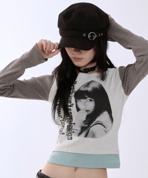 runningHIGH(ランニングハイ)の「A'GEM/9 × .kom 『runningHIGH/ランニングハイ』 WATCH YOUR TONE L/S TEE/ガールズデザイン長袖Tシャツ(Tシャツ/カットソー・レディース・グレー/チャコールグレー/アイボリー・FREE)」の3枚目の写真