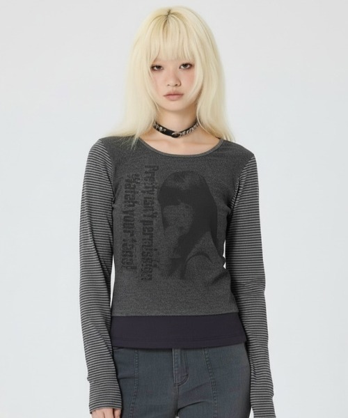 runningHIGH(ランニングハイ)の「A'GEM/9 × .kom 『runningHIGH/ランニングハイ』 WATCH YOUR TONE L/S TEE/ガールズデザイン長袖Tシャツ(Tシャツ/カットソー・レディース・グレー/チャコールグレー/アイボリー・FREE)」の10枚目の写真