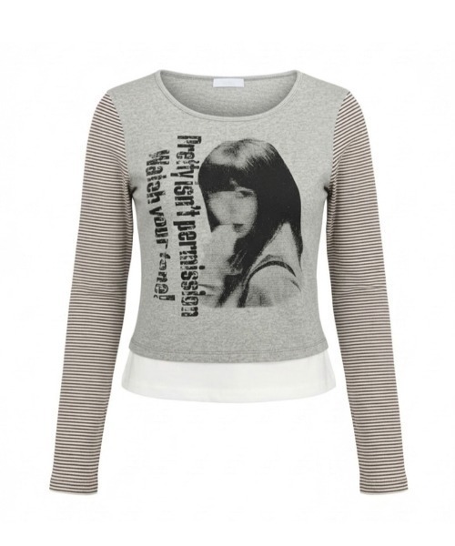 runningHIGH(ランニングハイ)の「A'GEM/9 × .kom 『runningHIGH/ランニングハイ』 WATCH YOUR TONE L/S TEE/ガールズデザイン長袖Tシャツ(Tシャツ/カットソー・レディース・グレー/チャコールグレー/アイボリー・FREE)」の12枚目の写真